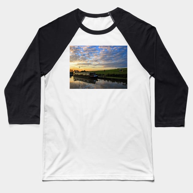 Narrowboat on the Oxford Canal Baseball T-Shirt by Ludwig Wagner